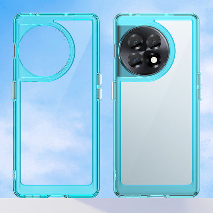 Mobizang Unicorn Acrylic Clear Back Cover For OnePlus 11R | Slim Shockproof [Military Grade Protection] Hybrid Bumper Case (Blue Sides)