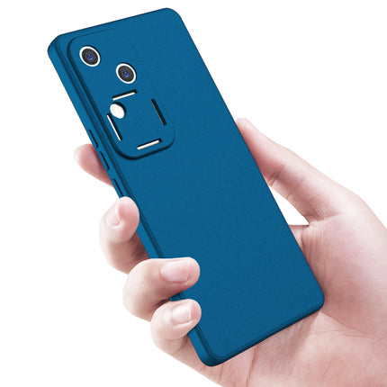 Mobizang Matte Protective Lens Flexible Back Cover for Vivo V30 (5G) | Slim Silicone with Soft Lining Shockproof Full Body Bumper Case (Blue)