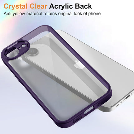 Mobizang Hawkeye Clear Back Cover for Apple iPhone 16E | Camera Lens Protector Shockproof Slim Clear Case Cover (Purple Sides)