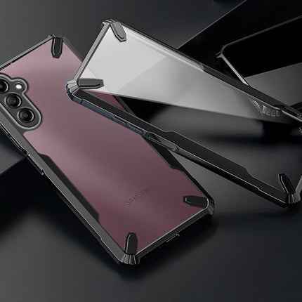 Mobizang Bull Clear Back Cover for Samsung Galaxy A35 (5G) | [Military Grade Protection] Shock Proof Slim Hybrid Bumper Case (Black)