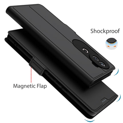 Mobizang Noble Slim Magnetic Leather Flip Case Cover for Vivo V40E / IQOO Z9S | Card Holder Stand Flip Wallet Case (Black)