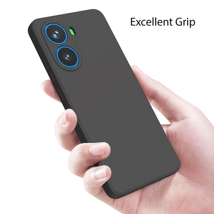 Mobizang Matte Protective Lens Flexible Back Cover for Poco X7 Pro 5G | Slim Silicone with Soft Lining Shockproof Full Body Bumper Case (Black)