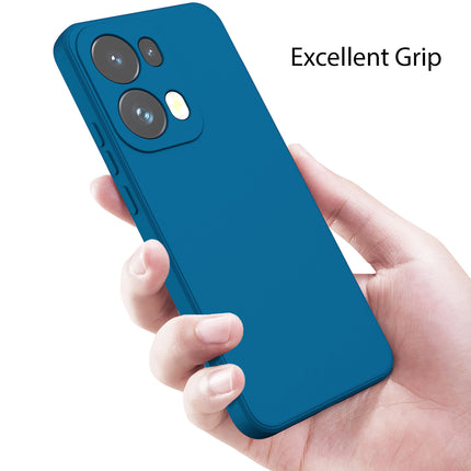 Mobizang Matte Protective Lens Flexible Back Cover for Oppo Reno 13 Pro | Slim Silicone with Soft Lining Shockproof Full Body Bumper Case (Blue)