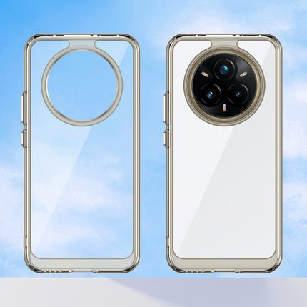 Mobizang Unicorn Acrylic Clear Back Cover For Realme 14 Pro+ (Plus) 5G | Slim Shockproof [Military Grade Protection] Hybrid Bumper Case (Grey Sides)