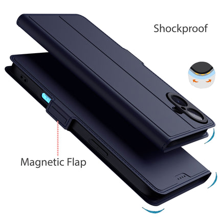 Mobizang Noble Slim Magnetic Leather Flip Case Cover for Apple iPhone 16 Plus | Card Holder Stand Flip Wallet Case (Blue)
