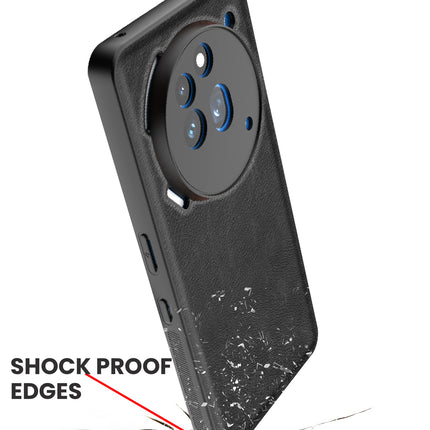 Mobizang Tux Leather Back Cover for Nothing Phone 3A Pro | Slim Shockproof Camera Protection Bumper Case (Black)