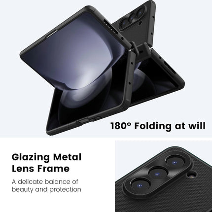 Nillkin Case For Samsung Galaxy Z Fold 5 | Hinge Protection, Hidden Kickstand & Metal Camera Lens Protector, Slim Fit Protective Phone Back Cover for Z Fold 5 (Black)