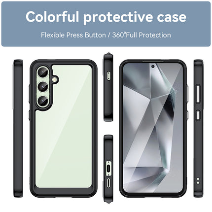 Mobizang Unicorn Acrylic Clear Back Cover For Samsung Galaxy S24 FE | Slim Shockproof [Military Grade Protection] Hybrid Bumper Case (Black Sides)