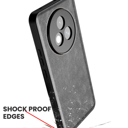 Mobizang Tux Leather Back Cover for Realme P3 PRO 5G | Slim Shockproof Camera Protection Bumper Case (Grey)