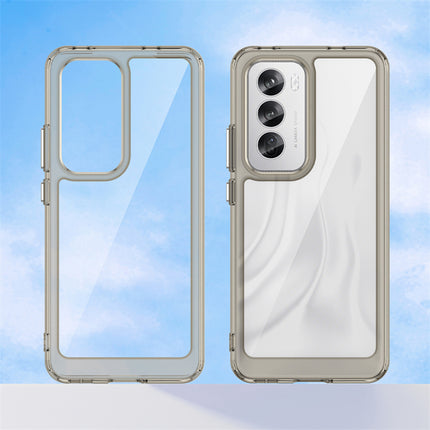Mobizang Unicorn Acrylic Clear Back Cover For Oppo Reno 12 (5G) | Slim Shockproof [Military Grade Protection] Hybrid Bumper Case (Grey Sides)