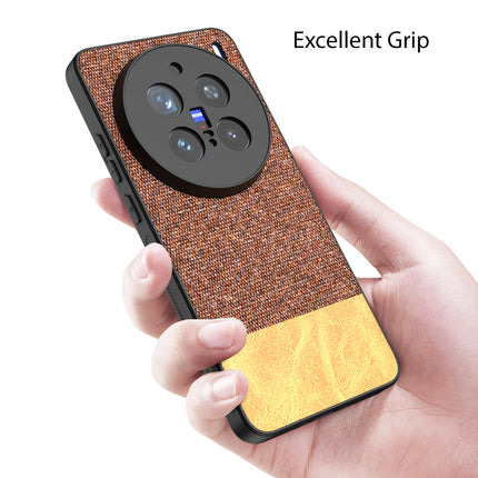 Mobizang Soft Fabric & Leather Hybrid Protective Back Cover for Vivo X200 Pro (5G) | Shockproof Slim Hard Anti Slip Back Case (Brown)