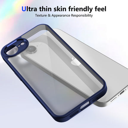Mobizang Hawkeye Clear Back Cover for Apple iPhone 16E | Camera Lens Protector Shockproof Slim Clear Case Cover (Blue Sides)