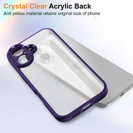 Mobizang Hawkeye Clear Back Cover for Apple iPhone 16 | Camera Lens Protector Shockproof Slim Clear Case Cover (Purple Sides)