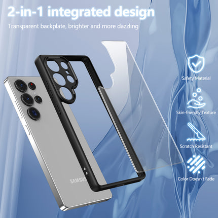 Mobizang Hawkeye Clear Back Cover for Samsung Galaxy S25 Ultra | Camera Lens Protector Shockproof Slim Clear Case Cover (Black Sides)