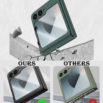 Mobizang Ultra Thin Back Cover for Galaxy Z Flip6 / Z Flip 6 | With [Magnetic Hinge Protection] and Inbuilt Glass Window Protection (Green)