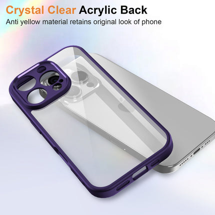 Mobizang Hawkeye Clear Back Cover for Apple iPhone 16 Pro | Camera Lens Protector Shockproof Slim Clear Case Cover (Purple Sides)