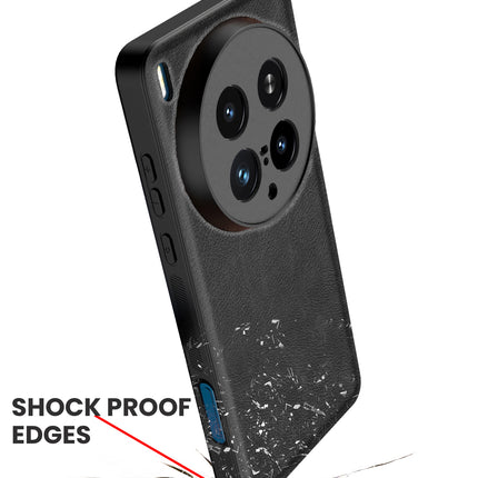 Mobizang Tux Leather Back Cover for Vivo X200 Ultra | Slim Shockproof Camera Protection Bumper Case (Black)