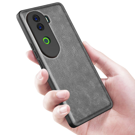 Mobizang Tux Leather Back Cover for Vivo V40E / iQOO Z9S | Slim Shockproof Camera Protection Bumper Case (Grey)