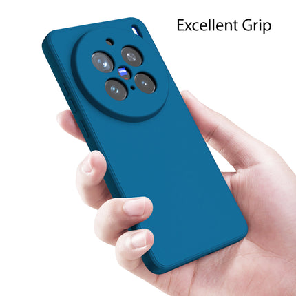 Mobizang Matte Protective Lens Flexible Back Cover for Vivo X200 Pro (5G) | Slim Silicone with Soft Lining Shockproof Full Body Bumper Case (Blue)