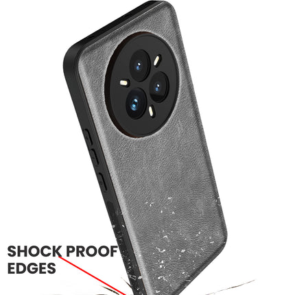 Mobizang Tux Leather Back Cover for Realme 14 Pro+ (Plus) 5G | Slim Shockproof Camera Protection Bumper Case (Grey)