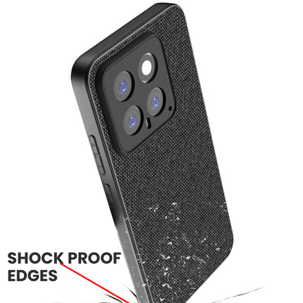 Mobizang Soft Full Fabric Protective Back Case Cover for Xiaomi 14 (5G) | Shockproof Slim Hard Anti Slip Back Case (Black)