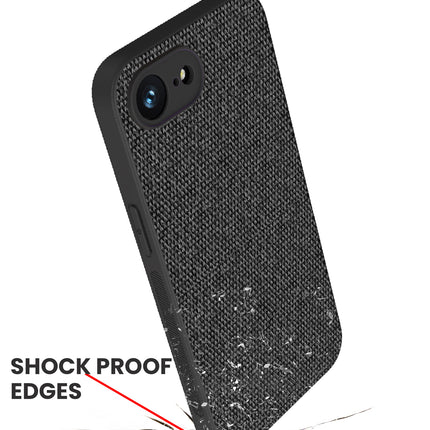 Mobizang Soft Full Fabric Protective Back Case Cover for Apple iPhone 16E | Shockproof Slim Hard Anti Slip Back Case (Black)