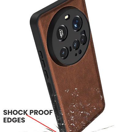 Mobizang Tux Leather Back Cover for Xiaomi 15 Ultra | Slim Shockproof Camera Protection Bumper Case (Brown)