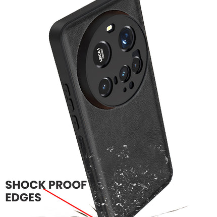 Mobizang Tux Leather Back Cover for Xiaomi 15 Ultra | Slim Shockproof Camera Protection Bumper Case (Black)