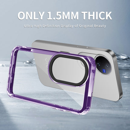 Mobizang Warrior Acrylic Clear Back Cover For Vivo V50 5G | Slim Shockproof [Military Grade Protection] Hybrid Bumper Case (Purple Sides)