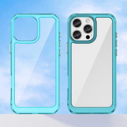 Mobizang Unicorn Acrylic Clear Back Cover For Apple iPhone 16 Pro Max | Slim Shockproof [Military Grade Protection] Hybrid Bumper Case (Blue Sides)