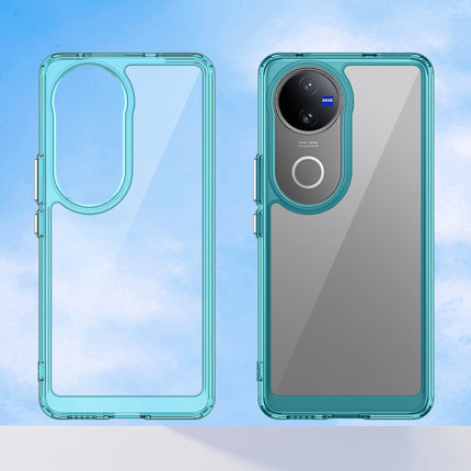 Mobizang Unicorn Acrylic Clear Back Cover For Vivo V50 / V50E 5G | Slim Shockproof [Military Grade Protection] Hybrid Bumper Case (Blue Sides)