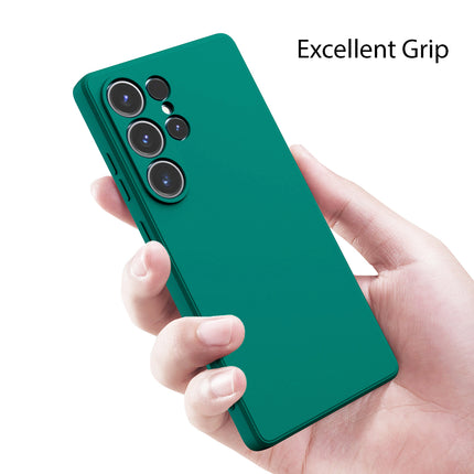 Mobizang Matte Protective Lens Flexible Back Cover for Samsung Galaxy S25 Ultra | Slim Silicone with Soft Lining Shockproof Full Body Bumper Case (Green)