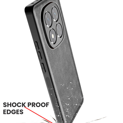 Mobizang Tux Leather Back Cover for Redmi Note 14 Pro Plus | Slim Shockproof Camera Protection Bumper Case (Grey)