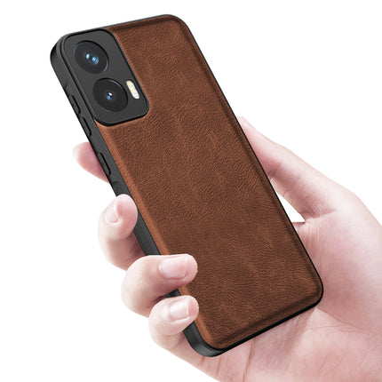 Mobizang Tux Leather Back Cover for Moto G35 | Slim Shockproof Camera Protection Bumper Case (Brown)