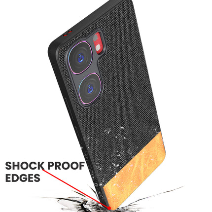Mobizang Soft Fabric & Leather Hybrid Protective Back Cover for IQOO Neo 9 Pro | Shockproof Slim Hard Anti Slip Back Case (Black,Brown)