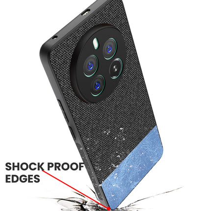 Mobizang Soft Fabric & Leather Hybrid Protective Back Cover for Realme 12 Pro / 12 Pro Plus | Shockproof Slim Hard Anti Slip Back Case (Black,Blue)