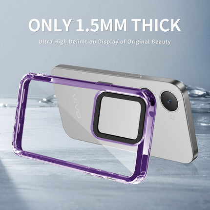 Mobizang Warrior Acrylic Clear Back Cover For Iqoo Z9 Lite | Slim Shockproof [Military Grade Protection] Hybrid Bumper Case (Purple Sides)
