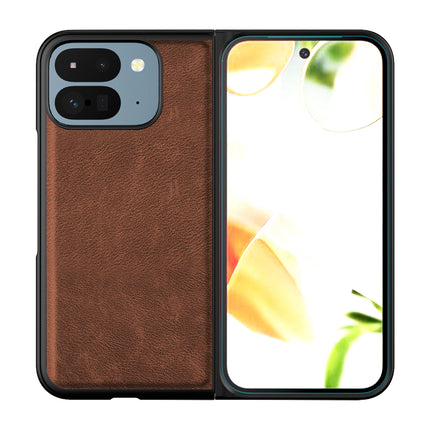 Mobizang Tux Leather Back Cover for Google Pixel 9 Pro Fold | Slim Shockproof Camera Protection Bumper Case (Brown)