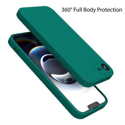 Mobizang Matte Protective Lens Flexible Back Cover for Apple iPhone 16E | Slim Silicone with Soft Lining Shockproof Full Body Bumper Case (Green)