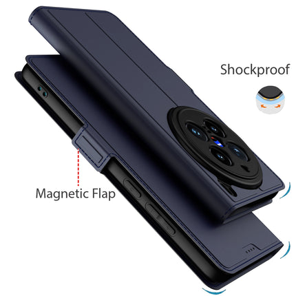 Mobizang Noble Slim Magnetic Leather Flip Case Cover for Vivo X200 Pro (5G) | Card Holder Stand Flip Wallet Case (Blue)