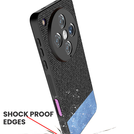 Mobizang Soft Fabric & Leather Hybrid Protective Back Cover for Oppo Find X8 Pro | Shockproof Slim Hard Anti Slip Back Case (Black,Blue)