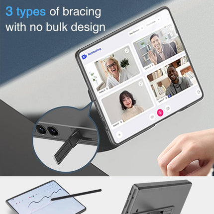 Mobizang Magnetic Hinge With Inbuilt Stand Case for Samsung Galaxy Z Fold 6 | Shockproof Stand Hybrid Bumper Back Cover (Grey)