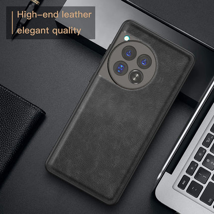 Kapa Tux Leather Back Cover for Oneplus 12 | Slim Shockproof Camera Protection Bumper Case (Black)
