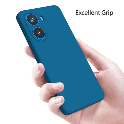 Mobizang Matte Protective Lens Flexible Back Cover for Poco X7 Pro 5G | Slim Silicone with Soft Lining Shockproof Full Body Bumper Case (Blue)