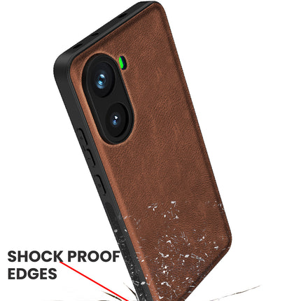 Mobizang Tux Leather Back Cover for Poco X7 Pro 5G | Slim Shockproof Camera Protection Bumper Case (Brown)