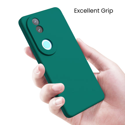 Mobizang Matte Protective Lens Flexible Back Cover for Vivo V50 / V50E 5G | Slim Silicone with Soft Lining Shockproof Full Body Bumper Case (Green)