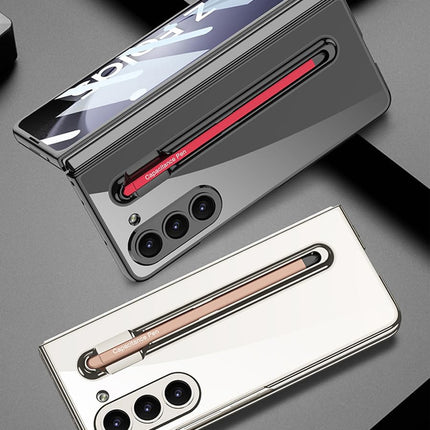Mobizang Phantom Contrast Case for Samsung Galaxy Z Fold 6 | Inbuilt S-Pen Holder Hybrid Back Cover (Black with Red Pen)