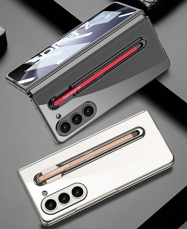 Mobizang Phantom Contrast Case for Samsung Galaxy Z Fold 6 | Inbuilt S-Pen Holder Hybrid Back Cover (Black with Red Pen)
