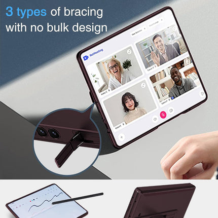 Mobizang Magnetic Hinge With Inbuilt Stand Case for Samsung Galaxy Z Fold 6 | Shockproof Stand Hybrid Bumper Back Cover (Wine Red)