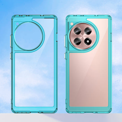 Mobizang Unicorn Acrylic Clear Back Cover For OnePlus 12R | Slim Shockproof [Military Grade Protection] Hybrid Bumper Case (Blue Sides)